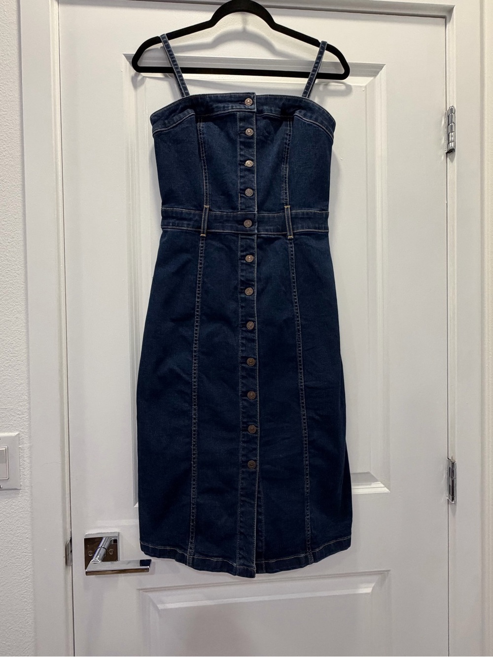 Levi's Navy Blue Denim Button-Front Midi Dress
